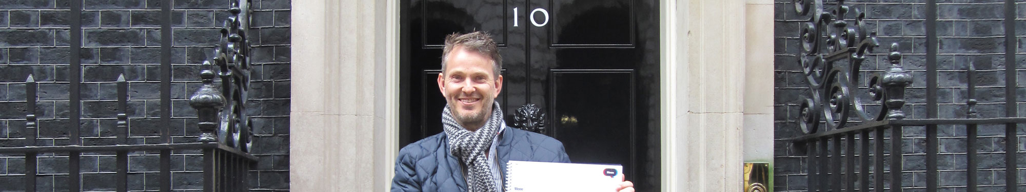 Sid outside 10 Downing Street